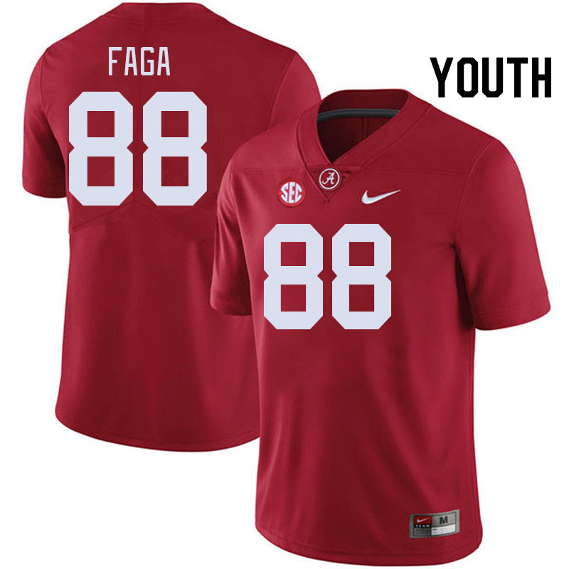 Youth #88 Isaia Faga Alabama Crimson Tide College Football Jerseys Stitched-Crimson